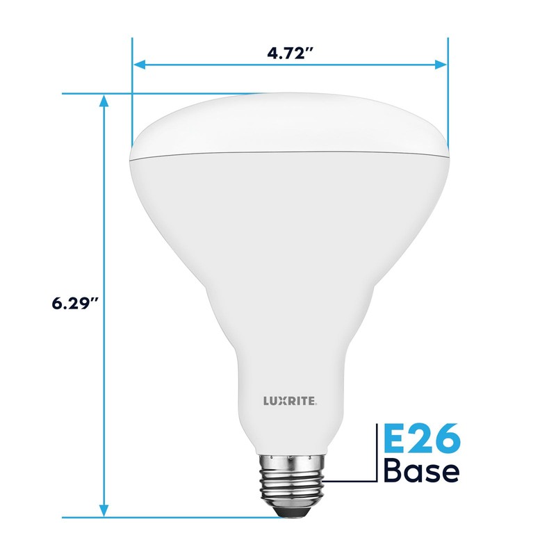 LUXRITE BR40 LED Light Bulbs, 85W Equivalent, 6500K Daylight, Dimmable,