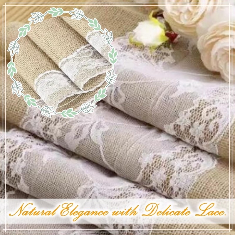 moonfarm Jute Lace Table Runner, Width 11.8 inches (30 cm),