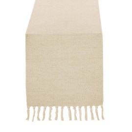 Time to Sparkle 33X200CM Woven Jute Table Runner with Tassels Linen Rustic Burlap Table Runner Farmhouse Style Country Boho Dining Table Runner Decor for Indoor Outdoor Dining Table