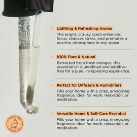 Hatch Holistic Sweet Orange Essential Oil - 1oz 100% Pure Citrus Oil for Diffuser and Aromatherapy with Energizing Scent, Natural Stress Relief, Mood Booster, Refreshing for Home and Skin Care