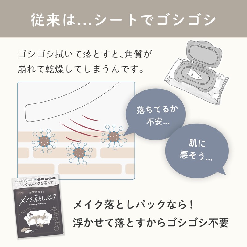 yurutto by TELESA Makeup Removal Pack, Makeup Removal to Skin