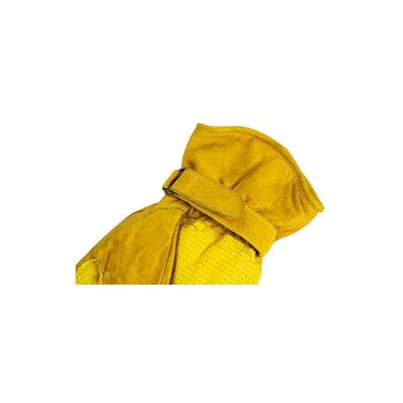 MDM Motorcycle Chopper Biker Leather Gloves (Yellow, L)