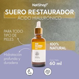 NATSHOP | Serum Facial de Ácido Hialurónico 100% Natural - Fórmula Ligera y de Rápida Absorción - Libre de Parabenos y Químicos Agresivos | Skin Care 