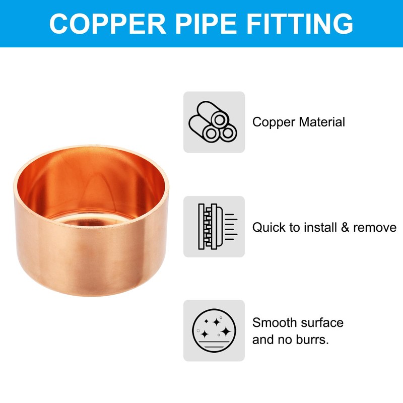 PATIKIL 4" Copper Pipe End Cap, 1Pcs Copper Fitting Cap