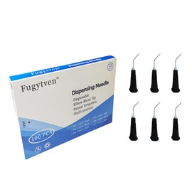 19G Pre-Bent Blunt Tip Dispensing Needles 100Pcs for Disposable Irrigation, Liquid Dispenser, Oil or Glue Applicator, and Liquid or Ink Refilling (Black) Fugytven