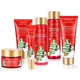Gifts for Women 6 Pcs Skin Care Set Pomegranate Moisturize Soothe Hydrate Gifts for Teenage Girls Stocking Stuffers-Cleanser,Toner,Lotion,Face Cream,Eye Cream,Sleep Mask