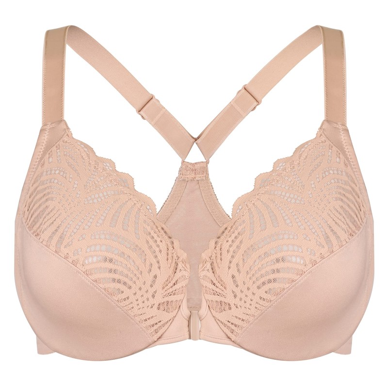 HACI Women's Front Closure Bra Racerback Plus Size Underwire T-Back