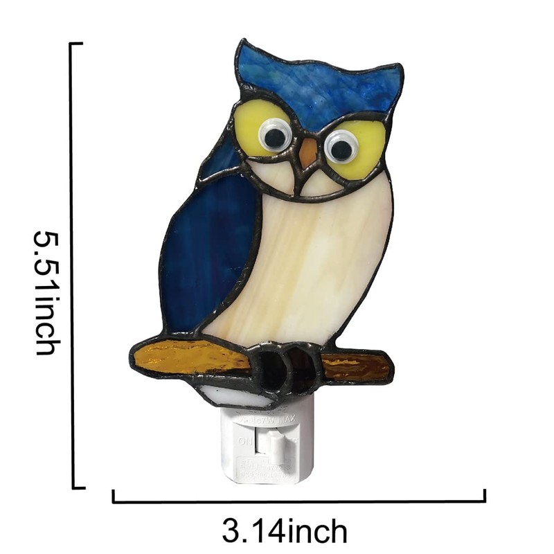 DUONAYU Stained Glass owl Night Light,studyroom Night Light，Suitable for Living
