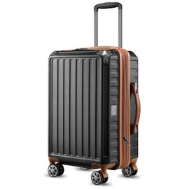 LUGGEX Carry On Luggage 22x14x9 Airline Approved, PC Expandable Hard Shell Suitcases with Spinner Wheels, 20 Inch, Brown Black