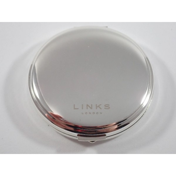 LINKS OF LONDON ROUND COMPACT MAKEUP MIRROR SILVER PLATED 2.5"