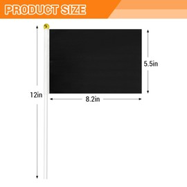 Black Flag, Black Blank Flags to Decorate Mini Small Flags on Sticks for Crafts, DIY Projects, Parties Decor, and Custom Flag Making