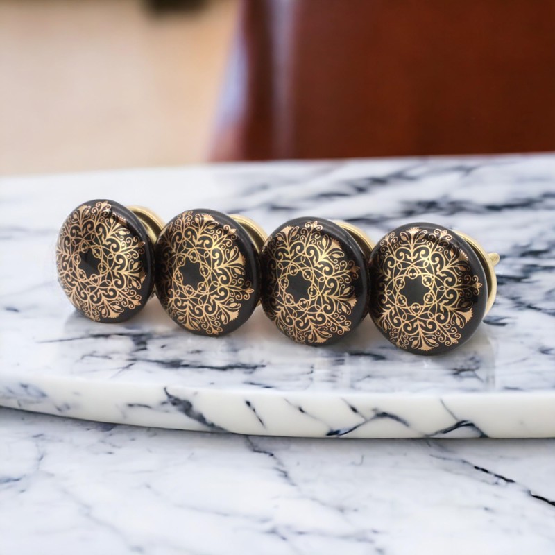 Infinity Decor Pack of 8 Emerald Black & Golden Floral