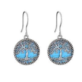 ONEFINITY Tree of Life Earrings 925 Sterling Silver Tree of Life Dangle Drop Earrings for Women Girls Tree of Life Jewelry Christmas Gifts, Sterling Silver, No Gemstone