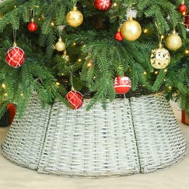 Rocinha Christmas Tree Collar Natural Wicker Tree Collar Rustic Christmas Tree Ring Collar Christmas Tree Basket Base Woven Tree Collar Christmas Tree Base Cover Tree Skirt Basket for Christmas Tree