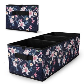 MIU COLOR Trunk Organizer for Car, Car Organizer, Sturdy Trunk Organizer for SUV, Non-Slip Bottom, Storage Organizer for Sedans, Van, Jeep, Grocery, Large 3 Compartments, Floral 32"×13"×10.6"