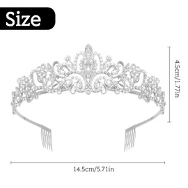 alwaiiz Women's Wedding Tiara with Comb Crystal Crown Rhinestone Crown for Weddings, Proms and Birthday Parties, Alloy, No Gemstone