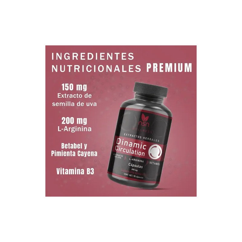 Nsn Dynamic Circulation | Extracto Uva, L-arginina, Betabel Sin Sabor