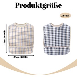 KRYMXAR Lätzchen für Erwachsene, 2 Stück waschbare Kleidungsschutz-Lätzchen für Senioren und Erwachsene mit Auffangschale, sabberlatz für erwachsene