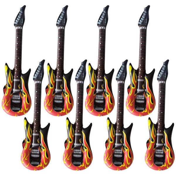 chenyell Inflatable Flame Guitar, Rock Star Toy Set, Inflatable Instruments