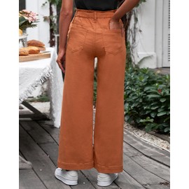 GRAPENT Women's Brown Baggy High Rise Wide Leg Jeans - Size 4/6, Color Apricot Orange