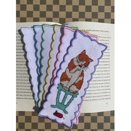 6pcs of Cats Cross Stitch Bookmark ktis, 100% Cotton,8.5x20cm aida Fabric Bookmarks, 14count Counted bokmark Cross Stitch Kits