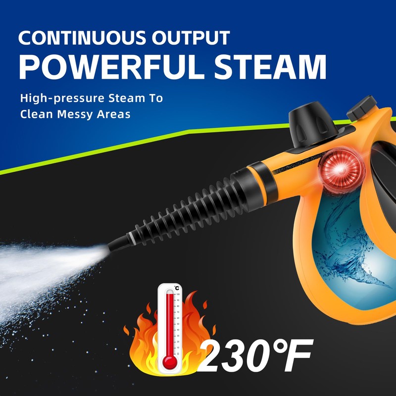 Handheld Steam Cleaner, Pressurized Multi-Surface Steam Cleaner with 11pcs Accessories,