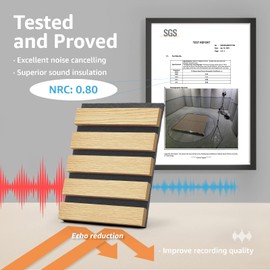 Art3d 4-Piece Wood Slat Acoustic Panels for Stylish Decor and Noise Reduction, 3D Textured Panel for Ceiling and Wall, Oak