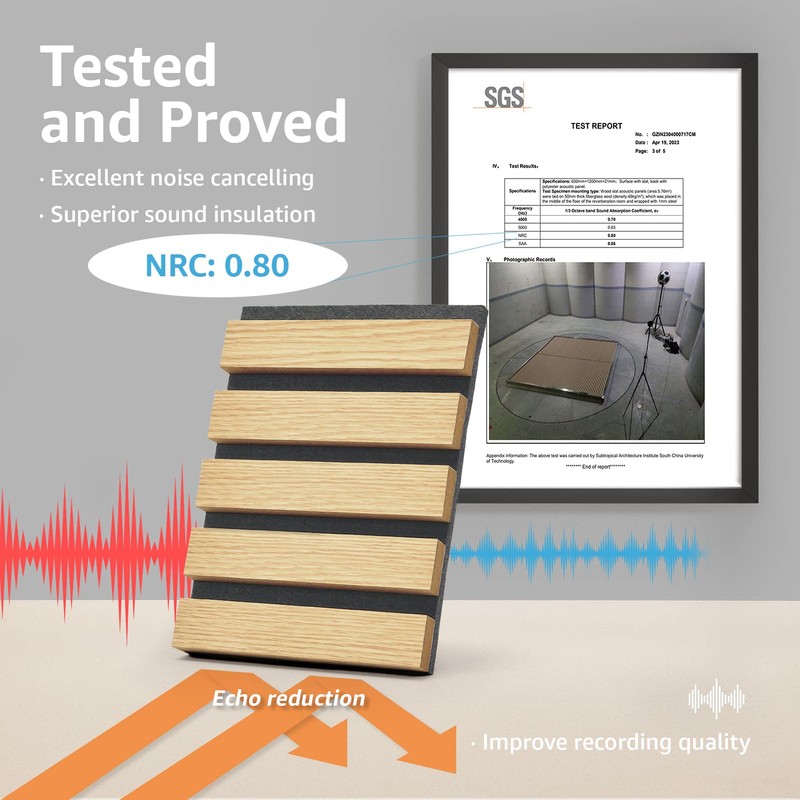 Art3d 4-Piece Wood Slat Acoustic Panels for Stylish Decor and