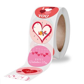 Dzrige 500pcs/roll Heart Shape Labels Love Heart Stickers Love Scrapbooking Self Adhesive Stickers for Valentine's Day Wedding Anniversary Stationery Candy Dragee Bag Gift Box Packing Bag