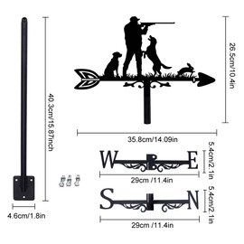 SUPERDANT Hunting Weather Vane Hunting and Dogs Weather Vane Metal with Animal Motif Wind Vane Metal Garden Weather Vane Wind Direction for Roof Mounting Barns Shed Outdoor Decoration