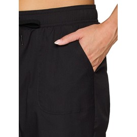 RBX Stretch Woven Ankle Pant for Women, Lightweight Quick Drying Relaxed Shadow Stripe Ankle Length Casual Pants Black L