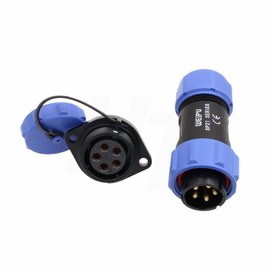 HangTon SP21 5 Pin Connector Aviation Circular Waterproof IP68 Blue 30A Male Plug Female Socket for Outdoor Power