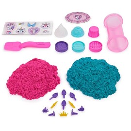 Kinetic Sand, set de juego Tienda de pasteles de unicornio, 453 g de Kinetic Sand (turquesa y rosa), 8 herramientas de unicornio, juguetes sensoriales