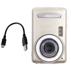 Digital Camera, 2.4" Large Screen, 16MP, 720P, 30FPS, 16X Zoom, HD, Portable Digital Video Camera, Camcorder (Gold)