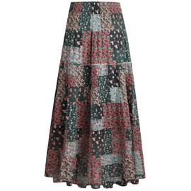 Genfien Women Skirts Elastic High Waist Maxi Chiffon Skirts for Women with Lining Summer Vintage Long Elegant A-Line Beach Skirt