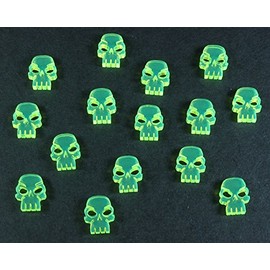 LITKO Mini Skulls | Tiny Skull | Wound | Casualty | Death | Role Play Game | Miniature Wargames | Compatible with Dungeons & Dragons, 40K (Fluorescent Green)