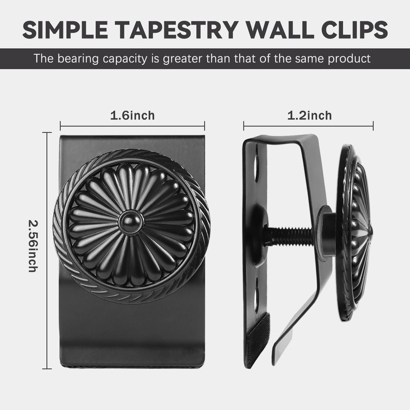 Tapestry Hangers Clamps, 4 Pack Quilt Hangers for Wall Hangings,