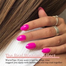 SXVME Gel Nail Tips Short Oval Press on Nails Soft Gel Nails Tips 300Pcs Pre Colored Natrual Hot Pink Tips Press ons Soak Off Acrylic Fake Nails Extensions DIY