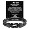 VU100 Gifts for Son Bracelet Gifts from Mum Dad To My Son Bracelet Forever Linked Together Braided Leather Bracelet for Men Inspirational Quotes Gifts Christmas Gifts Birthday Gifts for Boy (20.5 cm)
