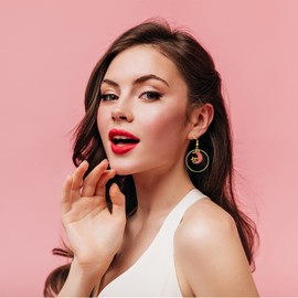 4 Pairs Moon Star Earrings Pink Moon Earrings for Women Planet Earrings Space Drop Dangle Earrings for Girls (4 Pairs Moon Star Earrings)