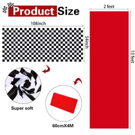 Tallew Checkered Car Party Supplies Disposable Tablecloth Plastic Table Cover Black and White Checkered Race Table Runner for Racing Birthday Party Decor Favor Supplies (Red,6 Pcs)