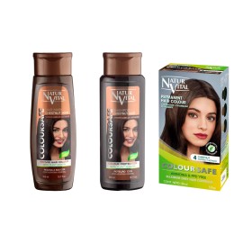 Natur Vital Hair Dye Set Chesnut + Shampoo & Mask | Ammonia Free, Gray Cover