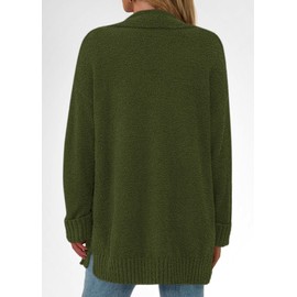 KIRUNDO Cardigan Sweaters for Women 2025 Fall Chunky Fuzzy Knit Open Front Loose Long Sleeve Sweater Coats Winter Clothing(Army Green, Small)