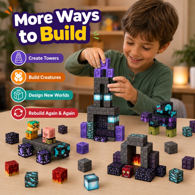 100-Piece Magnetic Building Blocks for Creative STEM Play – Cave