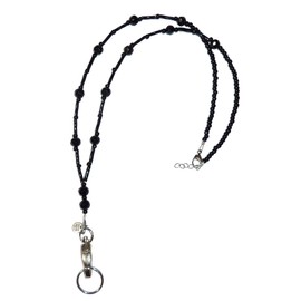 Short Super Slim Beaded Breakaway Lanyard, Made in USA Petite Women, ID Holder Badge Card Holder Teacher Keys Keyring Cruise Phone 28-30"