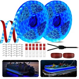 40FT Boat LED Strip Lights 12V Waterproof, Marine LED Strip Lights for Pontoon, Ideal as Under Gunnel Lights, Deck Light, Boat Interior Light for Kayak, Jon Boat and Fishing Boats (Blue)