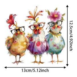 2pcs 5.12"x4.92" Bright Chicken Sticker - Self-Adhesive & Waterproof Decal for Cars, Motorcycles, Laptops, Walls, Toilet Seats & Tanks, Suitable for Holiday Home Decoration |#CZ292