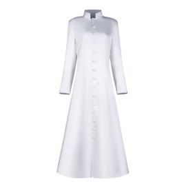 MYAYD Women's Cassock Robe Church Robe Choir Minister Clergy Pulpit Liturgical Black White (White,L)