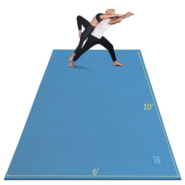 GXMMAT Extra Large Yoga Mat 10'x6'x7mm, Thick Workout Mats for Home Gym Flooring, Non-Slip Quick Resilient Barefoot Exercise Mat for Pilates, Stretching, Non-Toxic, Extra Wide and Ultra Comfortable