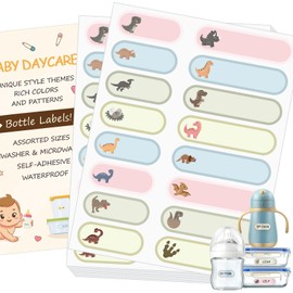 480Pcs Baby Bottle Labels for Daycare, Waterproof Name Labels Daycare Essentials for Nursery and Preschool (Dinosaurs)